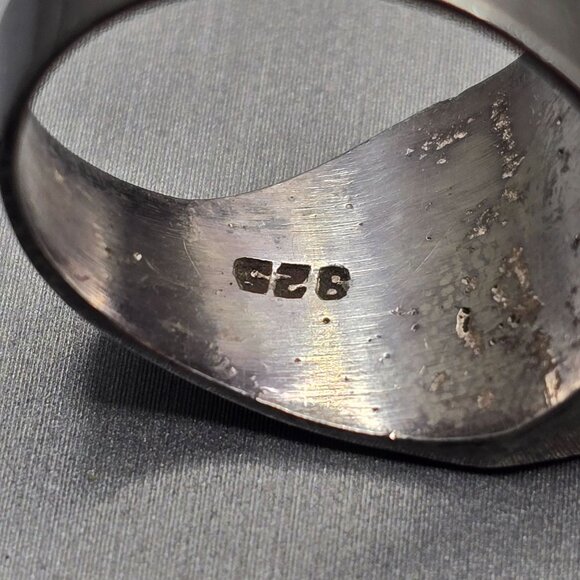 VTG Sterling Silver 925 Lapis & Goldstone Signet Ring Size 9 Inlay 11.39g Mexico - Picture 4 of 9